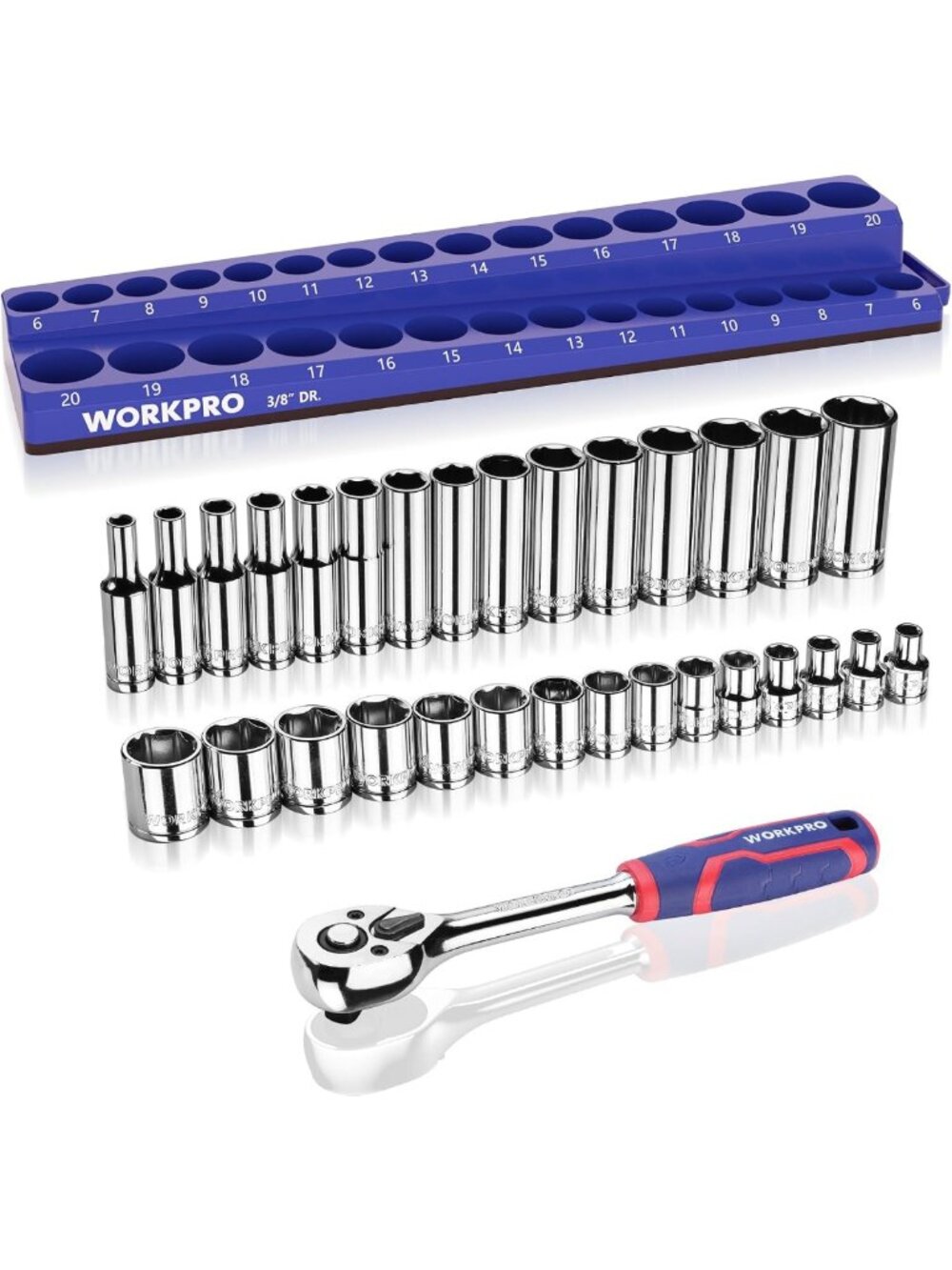32-Piece Metric Socket Set with 3/8-Inch Drive & Ratchet - Tool Kit for